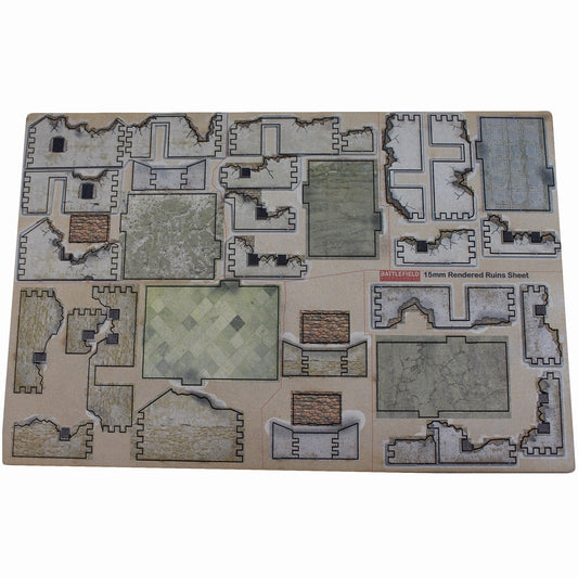 Ruined Rendered House - 15mm (TTR) - Battlefield Accessories