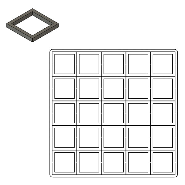 25mm Square Base with 20mm Hole (25) - Battlefield Accessories