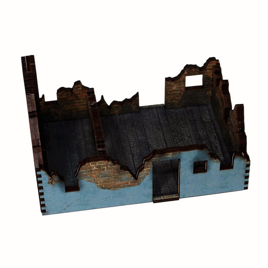 Ruined Village House 2 Blue Render - 28mm (TTR) - Battlefield Accessories