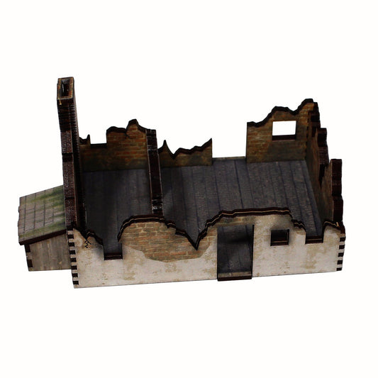 Ruined Village House 2 White Render - 28mm (TTR) - Battlefield Accessories