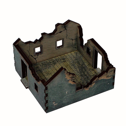 Ruined Village House 3 Green Render - 28mm (TTR) - Battlefield Accessories