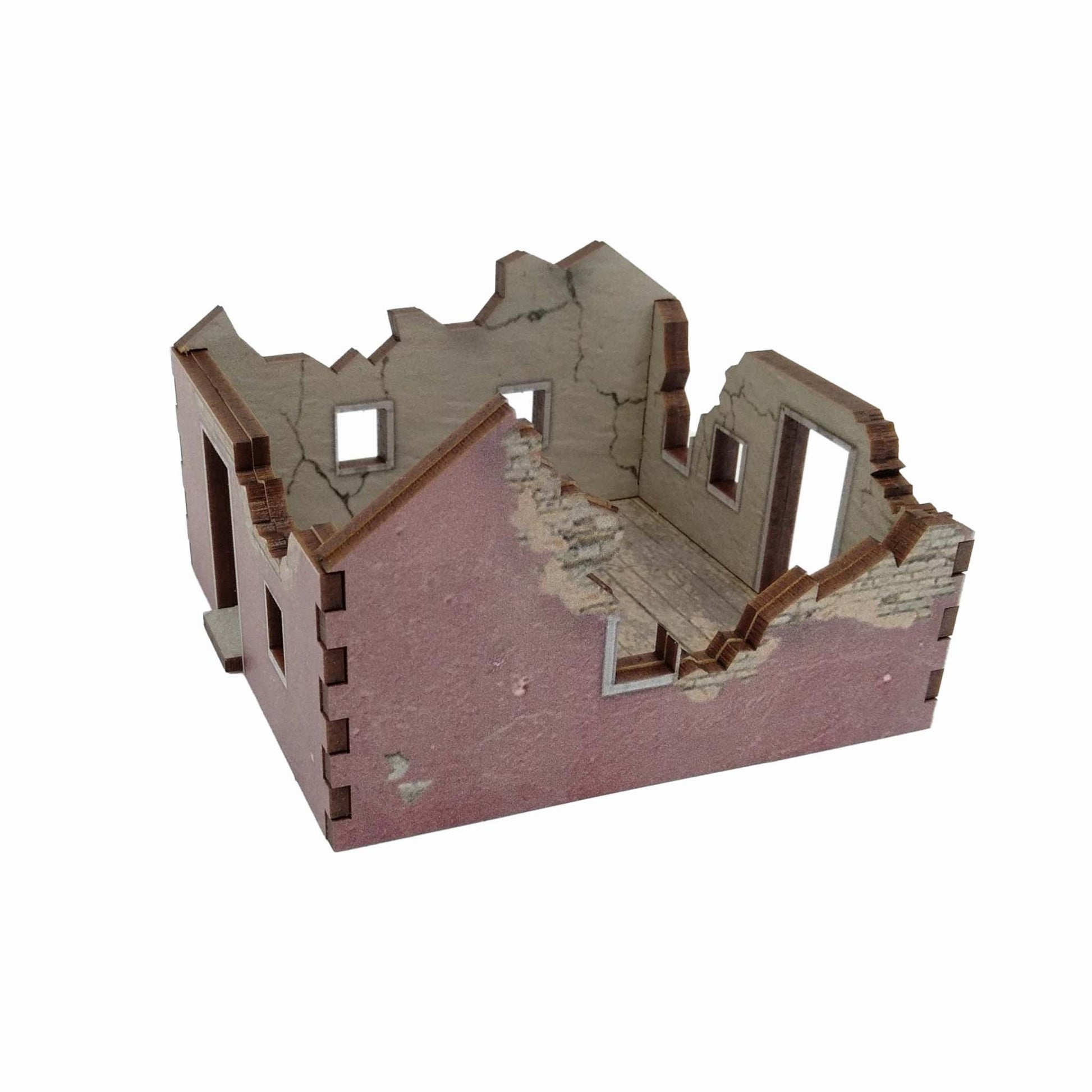 Ruined Village House 3 Red Render - 28mm (TTR) - Battlefield Accessories