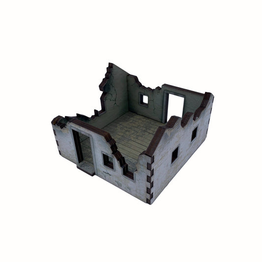 Ruined Village House 3 White Render - 28mm (TTR) - Battlefield Accessories